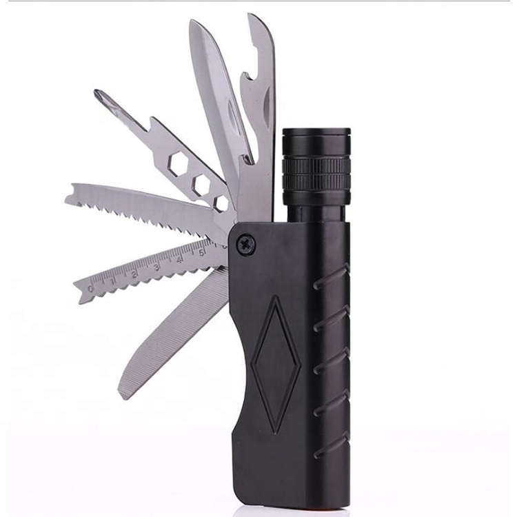 Knife Wrench Screwdriver Multitool Torch Camping Hiking Explore Emergency Outdoor Survival Tool Kits Tactical Led Flashlight