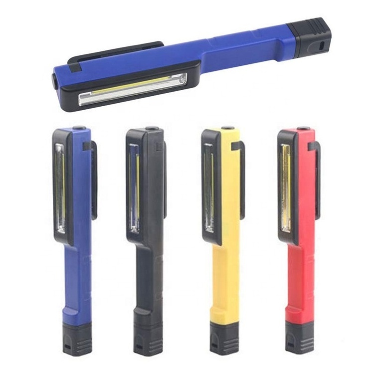 ABS COB LED Working Flashlight Magnetic Base Clip Multi-Function Pocket Pen Light Inspection Work Light