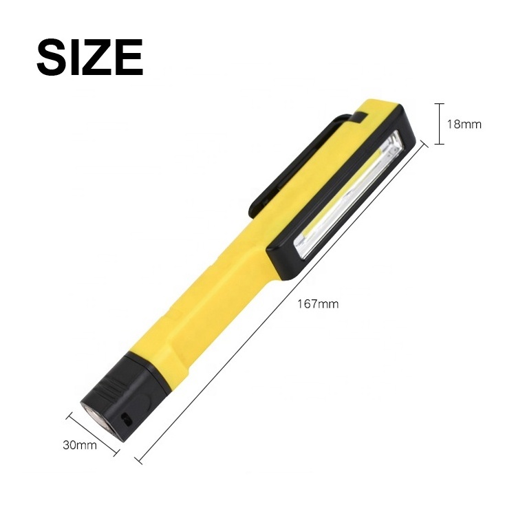 ABS COB LED Working Flashlight Magnetic Base Clip Multi-Function Pocket Pen Light Inspection Work Light