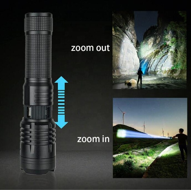 Handheld Flashlight Zoom Rechargeable P70 Led Tactical Torch High Lumen XHP70.2 Super Bright Flash Light