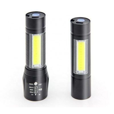 Promotion Gift Emergency Portable Tactical Torch Zoom Focus Mini USB Rechargeable Led Cob Flashlight