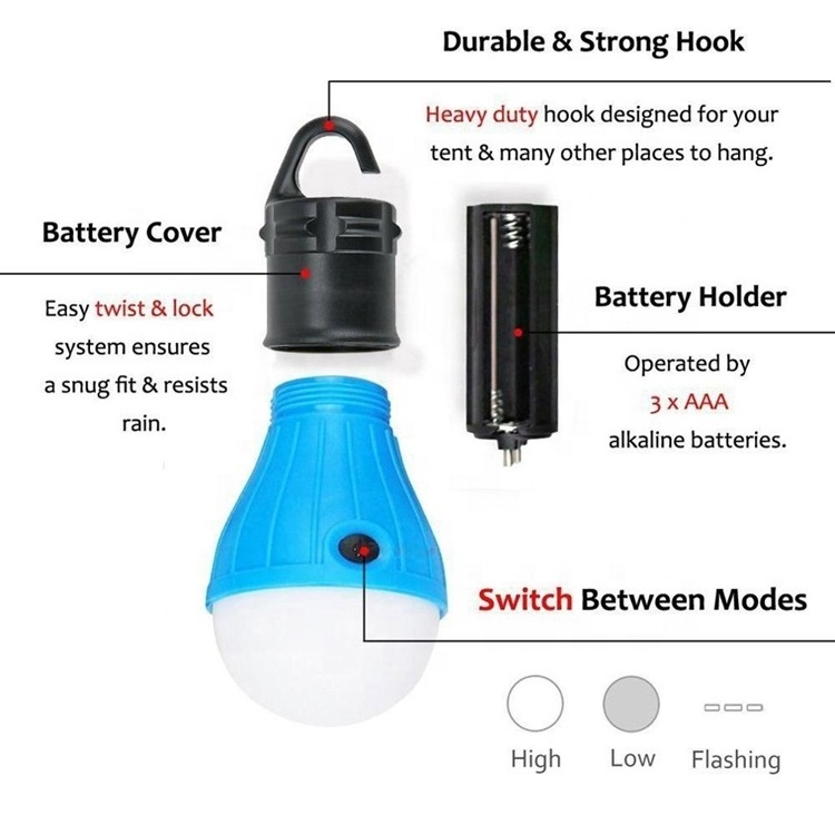 Cheap Mini AAA Batteries Backpacking Hurricane Emergency Lights Keychain Carabiner Hook Portable Camping Bulb 3 LED Tent Lamp