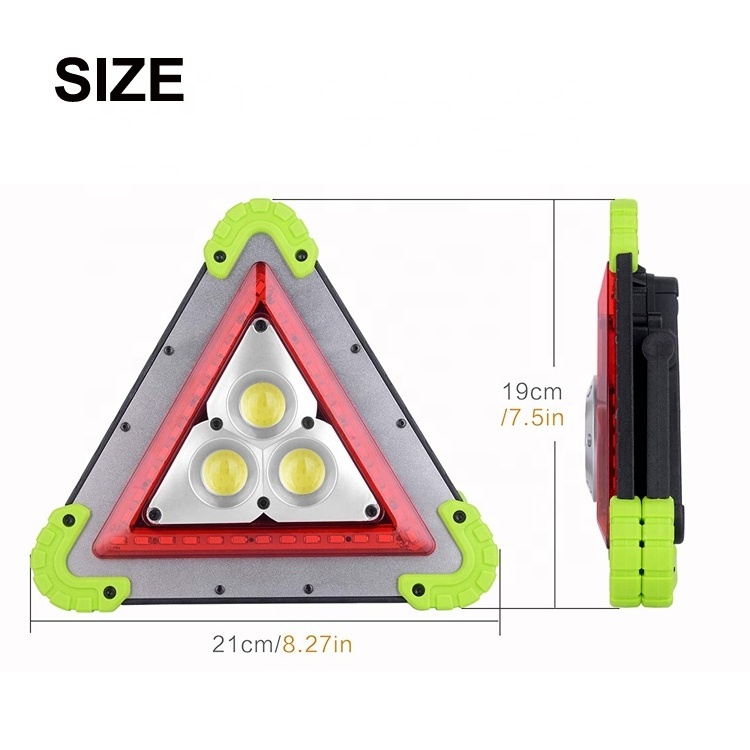 Rechargeable Flashing Red Led Triangle Warning Roadside Assistance Lamp Car Emergency Light