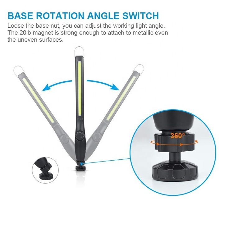 Cob LED Work Light Cordless Rechargeable Magnetic Handheld Flashlight Strip Bar Car Repair Emergency Inspection Worklight