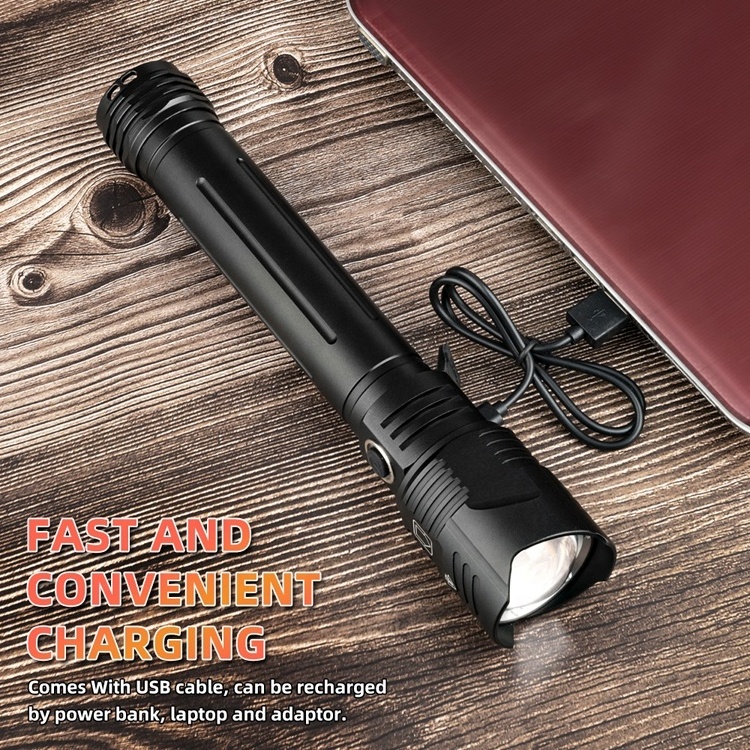 Waterproof Farming Work Long Distance Rechargeable Tactical Torch Light Zoom Brightest XHP160.5 XHP160 16 Core Led Flashlight