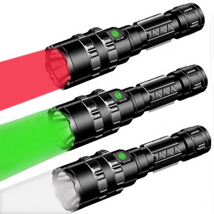 Super Bright USB Rechargeable Tactical Torch Kit Outdoor Handheld Red Green Led Long Distance Hunting Flashlight