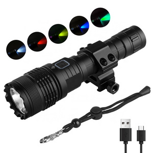 Yellow Blue Red Green Lens Filter Torch Kit 5 Color in 1 Tactical Flash Light Rechargeable Led Fishing Rescue Hunting Flashlight