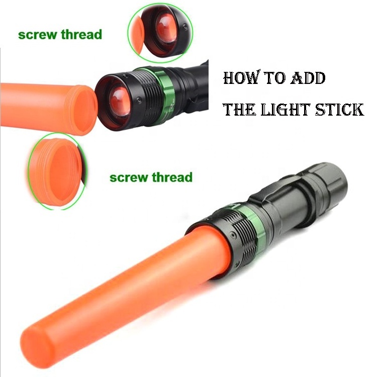 Glow Stick Wand Torch Light Tactical Tail Zoom Rechargeable Led Flashlight For Emergency Car Traffic Signal