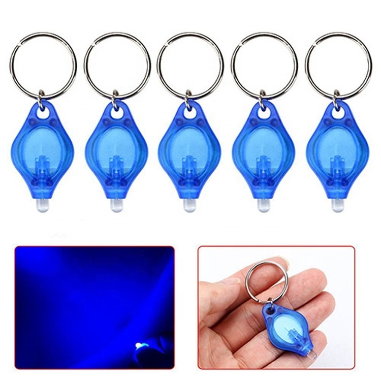 Customized Blue Yellow Red Green White Led Flashlight Promotion Gift Keyring Torch UV Mini Keychain Flashlight