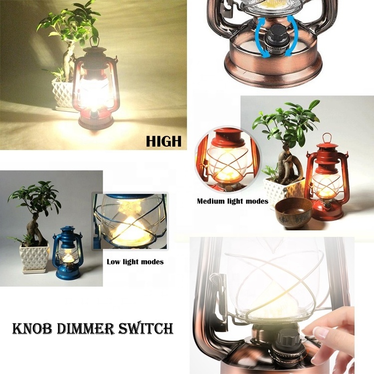 Classical Old Style Retro Cob Led Dimming Decorative Light Antique Metal Lamp Rechargeable Hurricane Camping Vintage Lantern