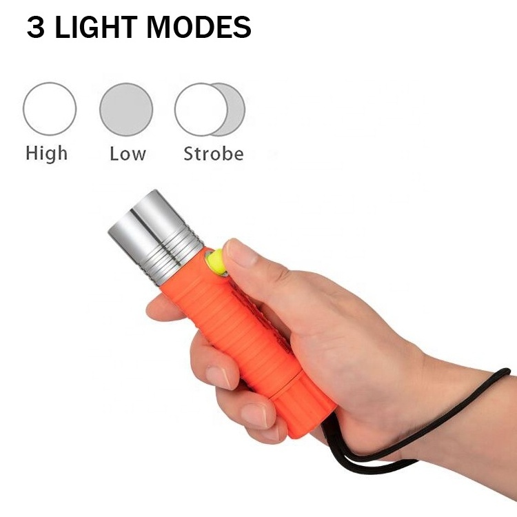 ABS Portable Emergency Hand Torch Snorkeling Diving Light 18650 AAA Battery Powered Waterproof Rubber Led Flashlight