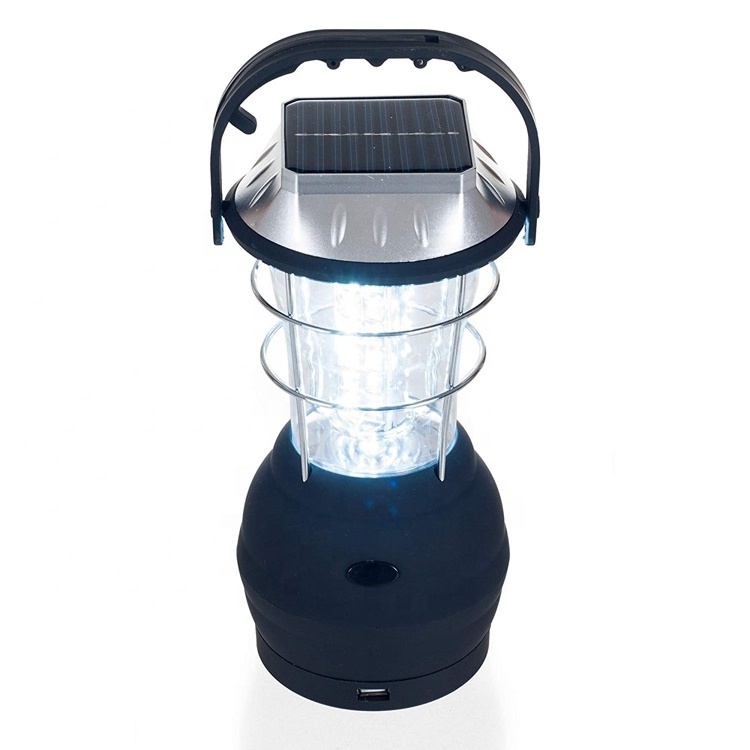 Outdoor Survival Tool Hurricane Emergency Light Bright 36 LED Rechargeable Hand Crank Dynamo Solar Powered Camping Lantern