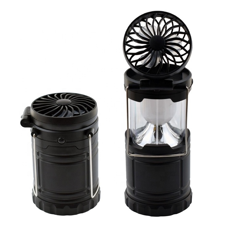 Emergency AA Battery Portable Telescopic Collapsible Lantern Cob Led Magic Cool Outdoor Camping Light With Fan