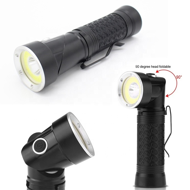 90 Degree Foldable Flashlight Portable Handheld Cob Red Led Torch Light With Magnetic Base