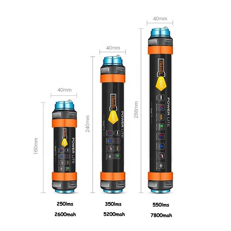 Multifunction Red Blue Led Car Tail Warning Light Emergency Flashlight Power Bank Rechargeable Waterproof Outdoor Camping Light