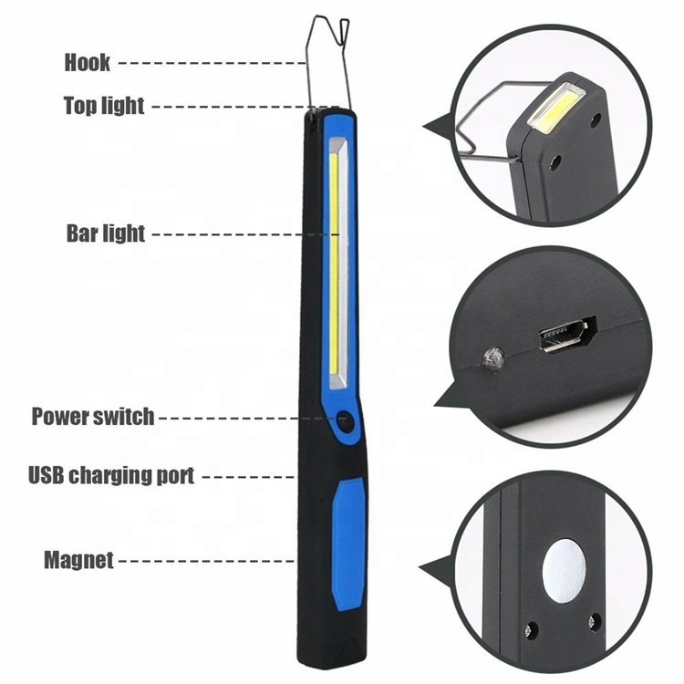 Magnetic Flashlight Car Underhood Portable Rechargeable Cob Led Work Light