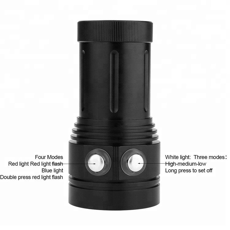 Aluminum Alloy Wide Angle IP68 Underwater 27 Led Flashlight Red Blue White Light Diving Torch