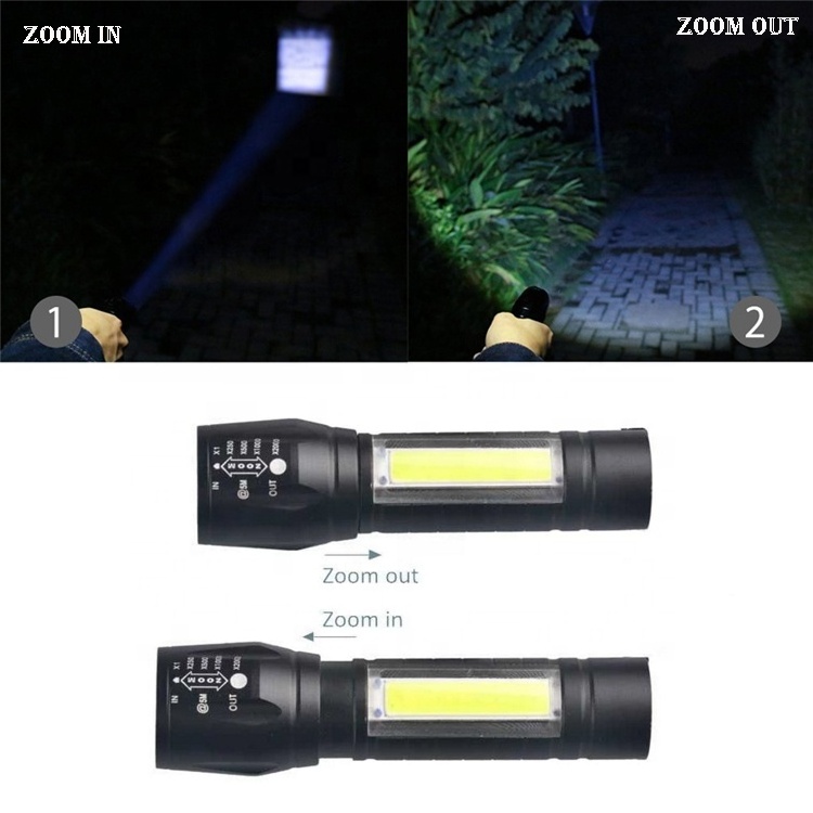 Super Bright Small Handheld Pocket Light Zoom Tactical Torch Camping Outdoor Emergency Cob LED Mini Flashlight