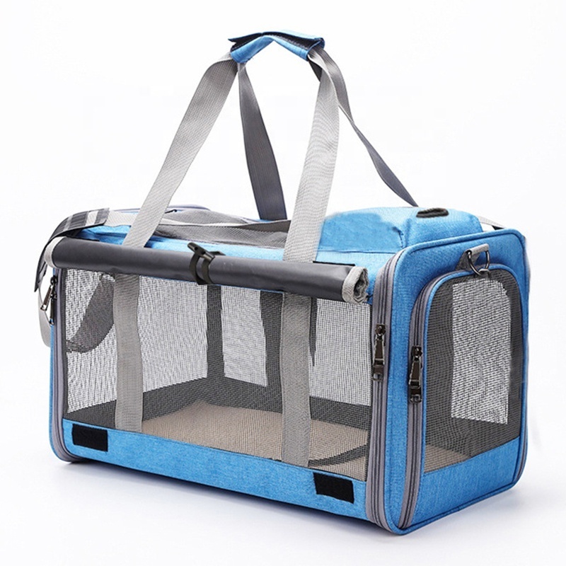 Durable Waterproof Breathable Portable Travel Carrier Bags for Dogs Cats Customizable with Rolling Curtains Fabric Cat Carrier