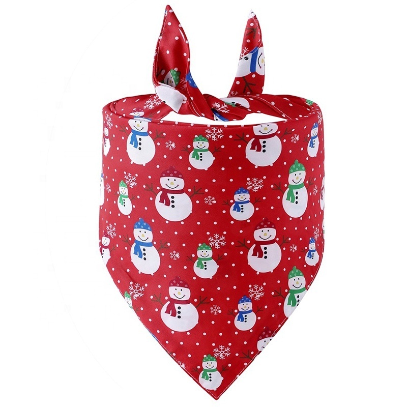 Cute Holiday Snowman Printing Christmas Pet Bandana Adjustable Neck Size Dog Triangle Bandanas