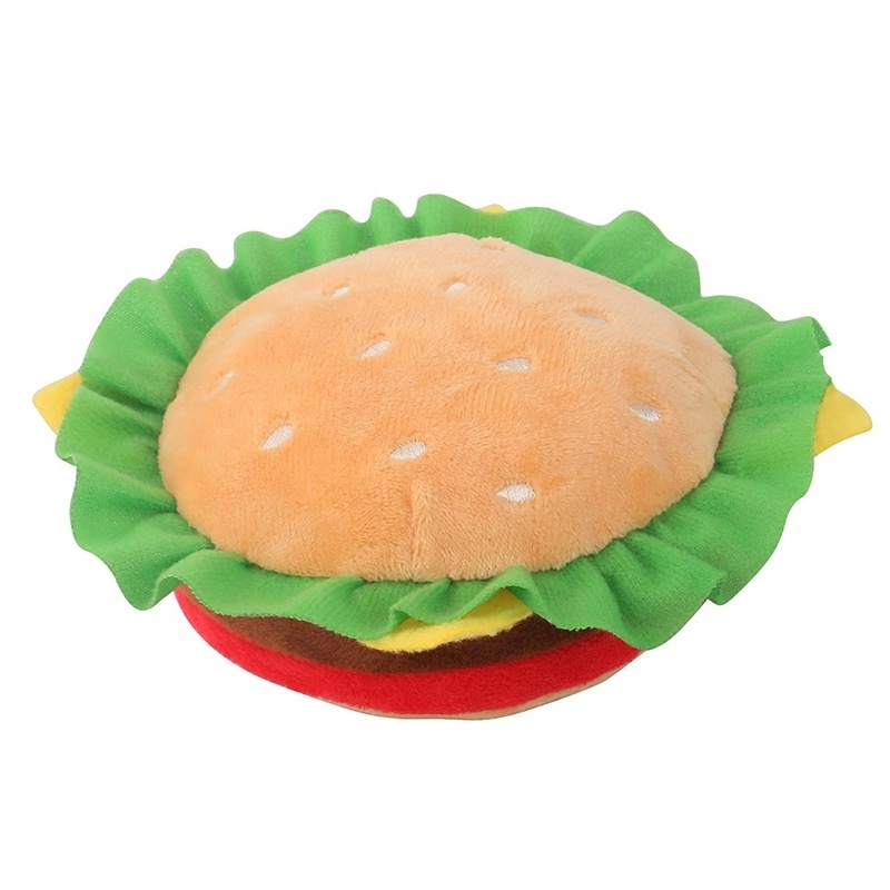 3D Fast Food Hamburg French Fries Large Dog Squeaky Plush Toys Outdoor Pet Toys for Dogs and Cats