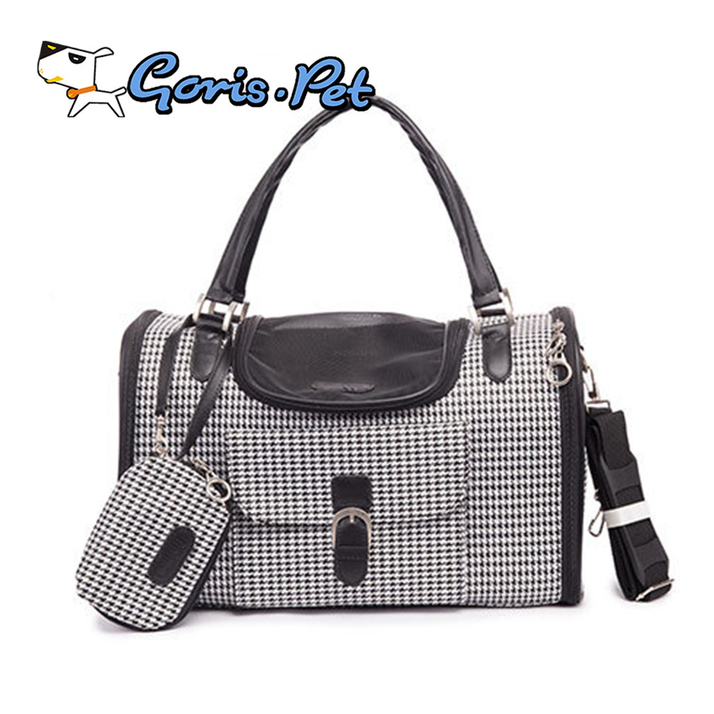 High Quality PVC Pet Outdoor Purse Carriers Dog Carrier Bags Houndstooth Fashion Cat Carriers