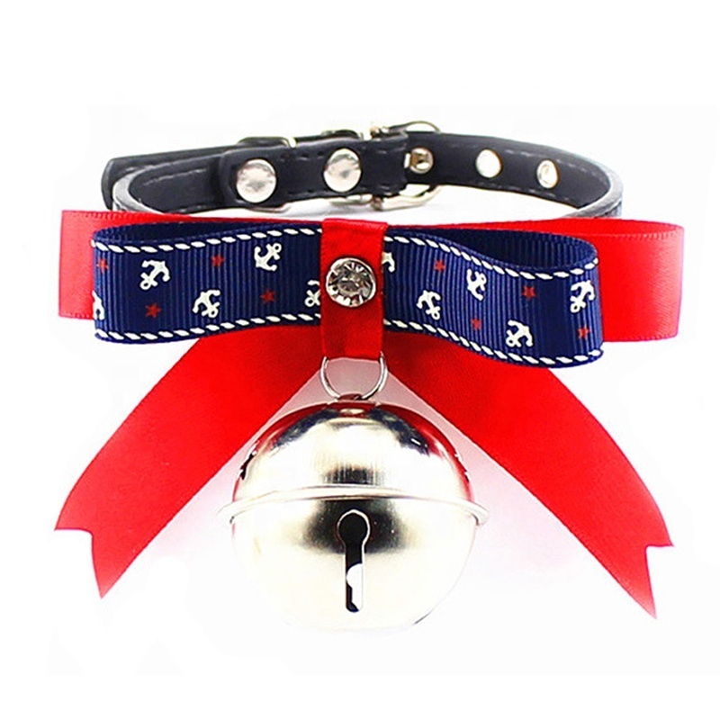 British Style US Italy Flag Pattern Breakaway Cat Collar with Bells Small Dog Neck Bow