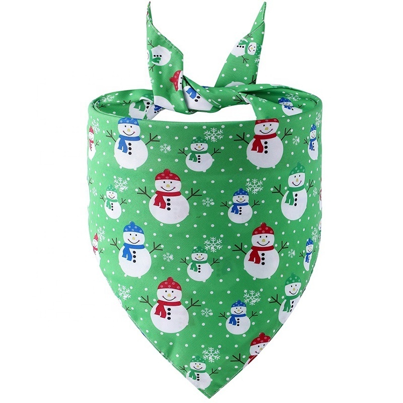 Cute Holiday Snowman Printing Christmas Pet Bandana Adjustable Neck Size Dog Triangle Bandanas