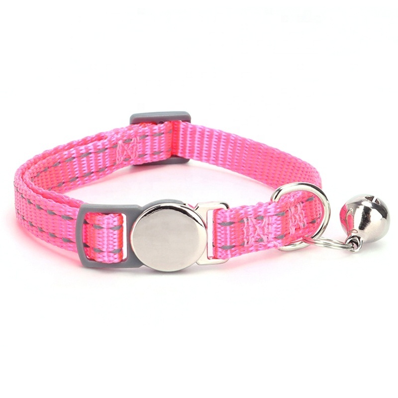 Custom Fashionable Cat Breakaway Safety Collar with Bell Solid Pattern and Ribbons Decor Stocked Laser Name Engraving Tag