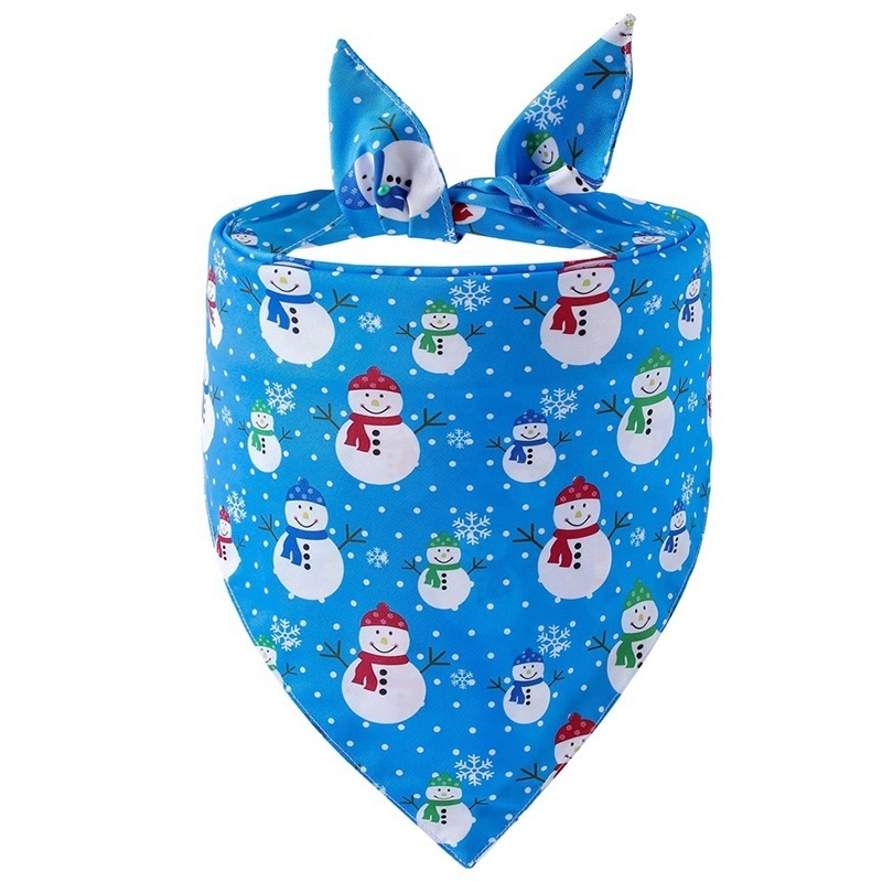 Cute Holiday Snowman Printing Christmas Pet Bandana Adjustable Neck Size Dog Triangle Bandanas