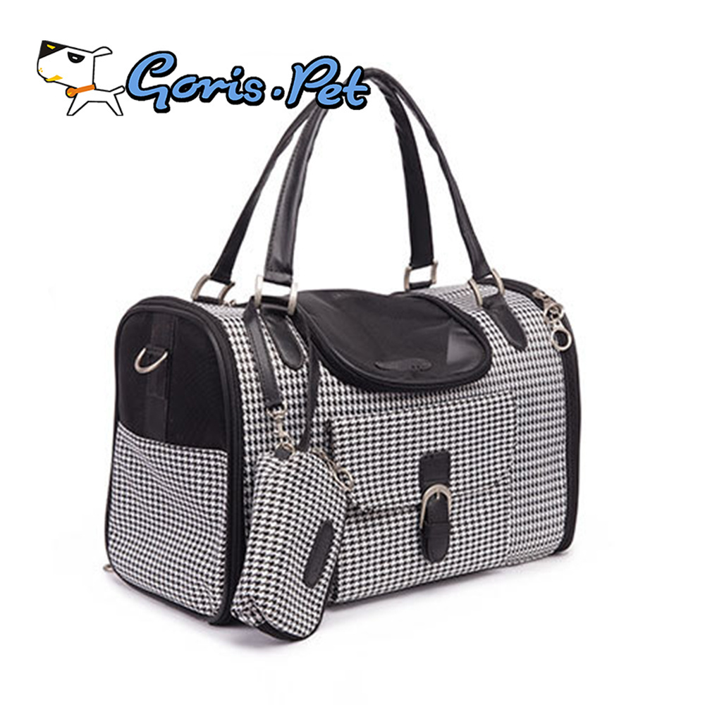 High Quality PVC Pet Outdoor Purse Carriers Dog Carrier Bags Houndstooth Fashion Cat Carriers