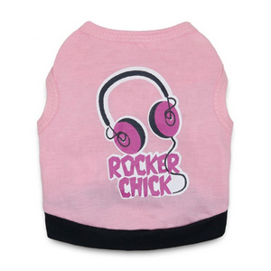 Fashion Punk Printing Pink Rocker Wholesale Pet Accessories Dog Summer Clothes T Shirt