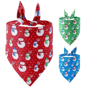 Cute Holiday Snowman Printing Christmas Pet Bandana Adjustable Neck Size Dog Triangle Bandanas