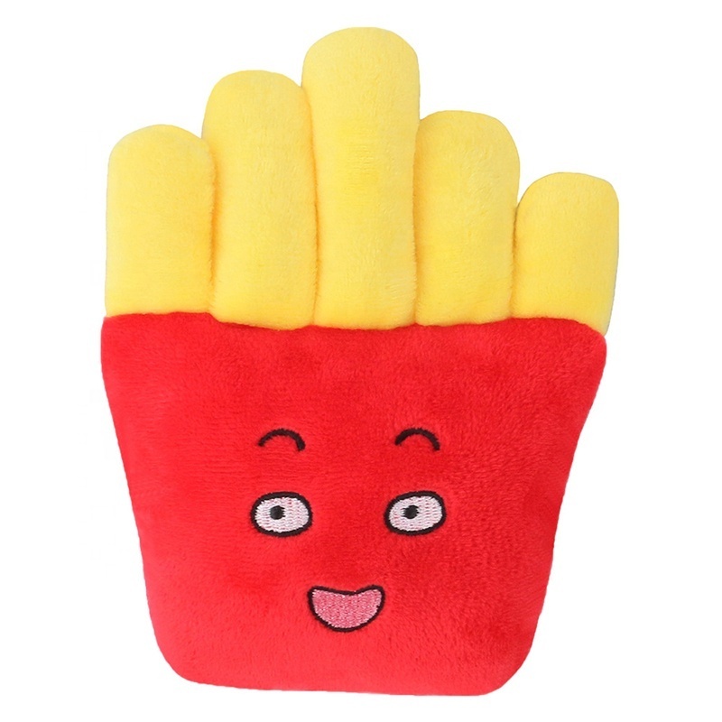 3D Fast Food Hamburg French Fries Large Dog Squeaky Plush Toys Outdoor Pet Toys for Dogs and Cats