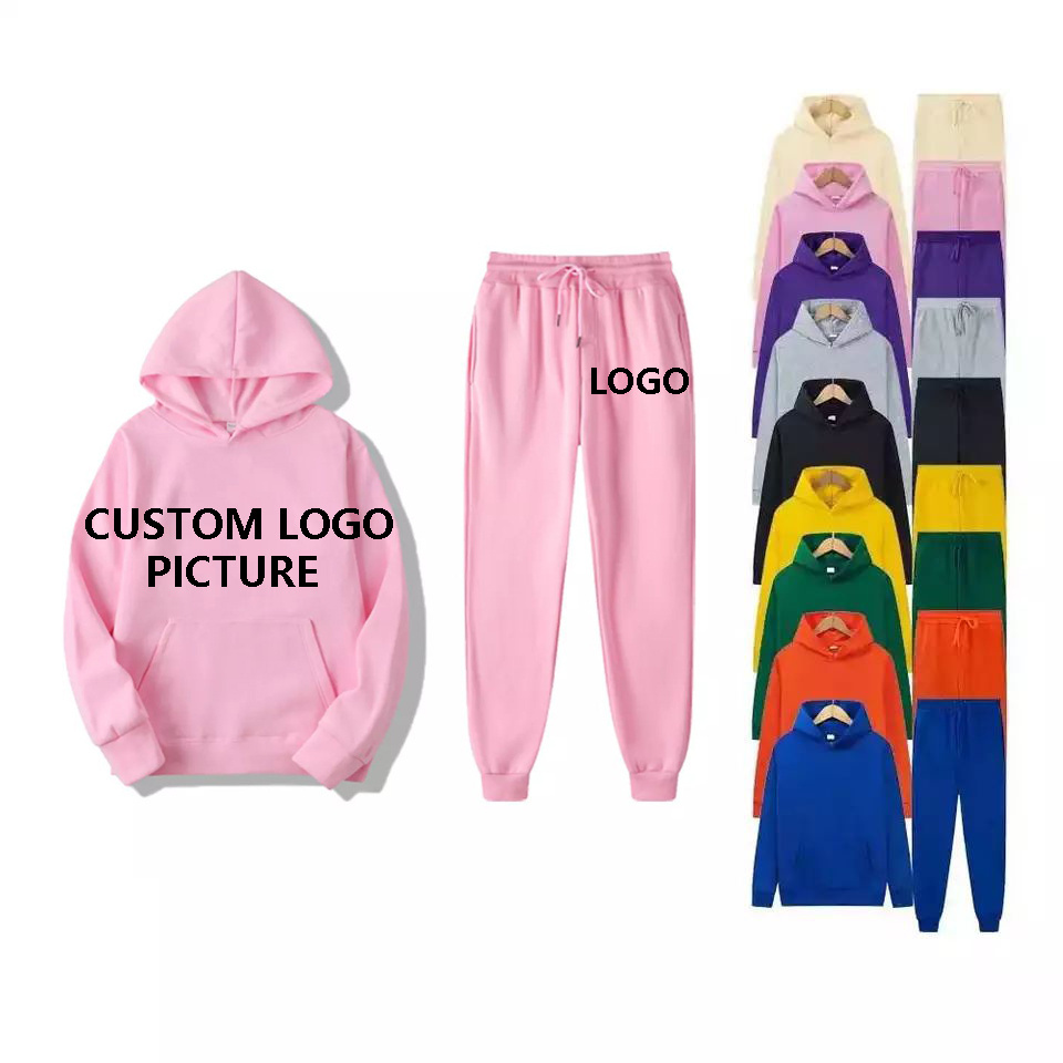 Custom Logo 2022 Jogging Suit 100% Cotton Sweatsuit Thick Heavy Tracksuits Unisex Sweatpants And Hoodie Set Men