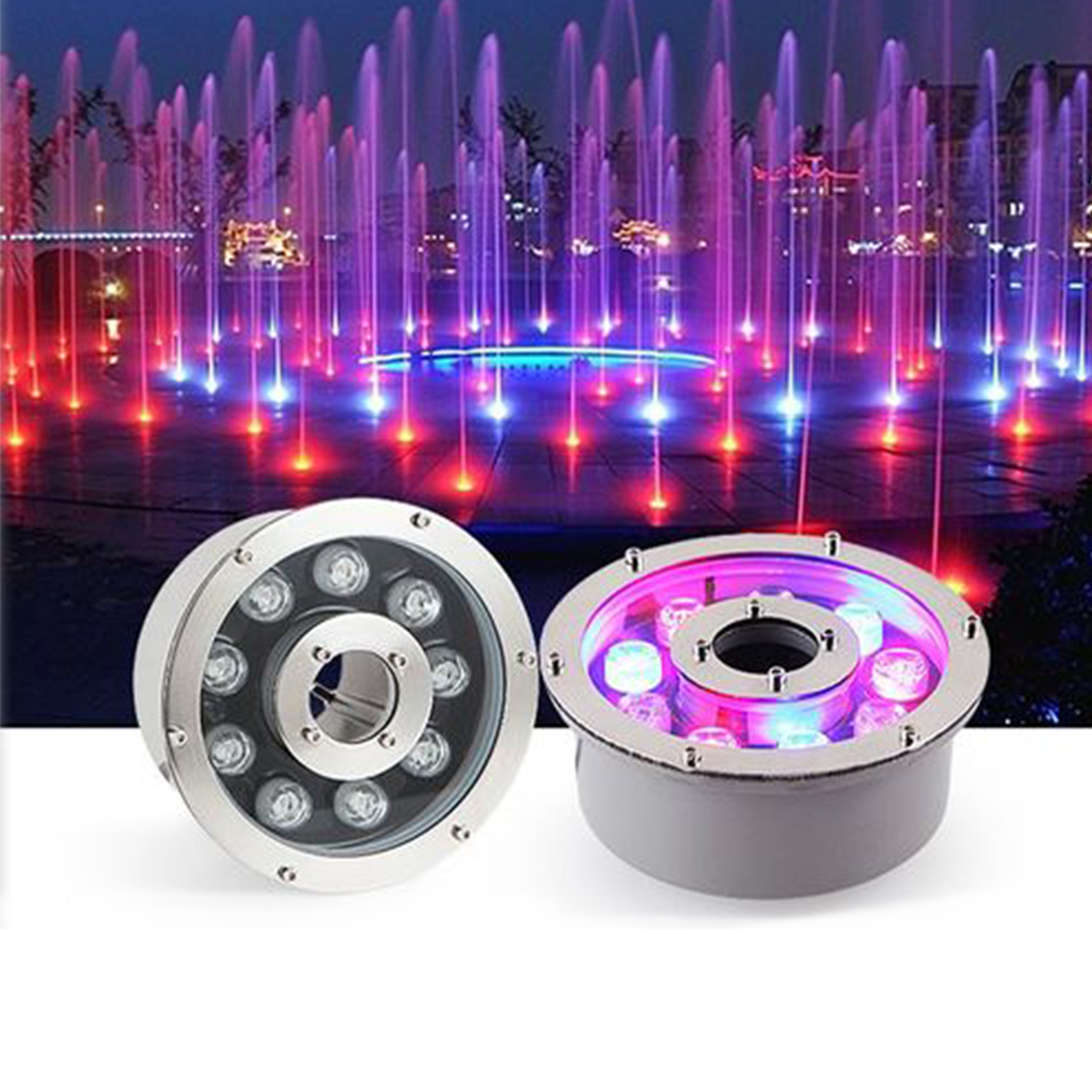 High Quality Ip68 Rgb 9W 12W Underwater Donut Pond Ring Light Dmx Dancing Fountain Light