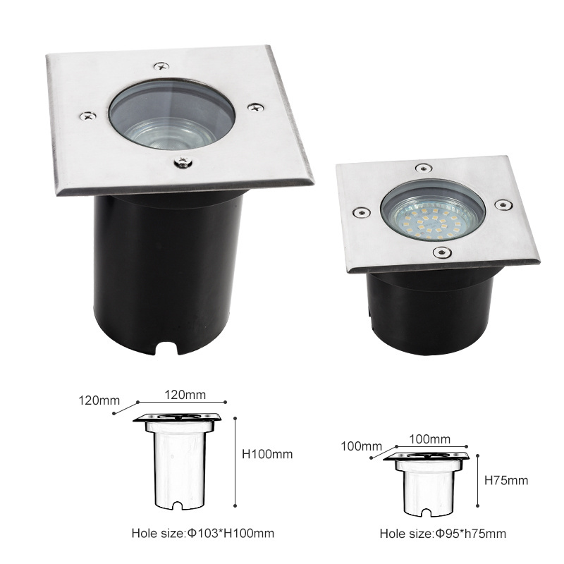 Outdoor ip67 3w 4w 5w 6w 9w stainless steel cover gu10 rgb parking garage deck garden lighting recessed floor led buried lights