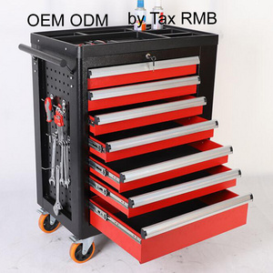 OEM ODM 7 Drawers Rolling Metal Tool Cabinet Trolley Cart With Workshop Tool Sets Box Automobile Maintenance And Repair Industry