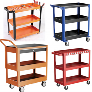 three 3 Layer tiers Cheap Workshop workbench garage metal tool cabinet/tool trolley cart with handle and wheels