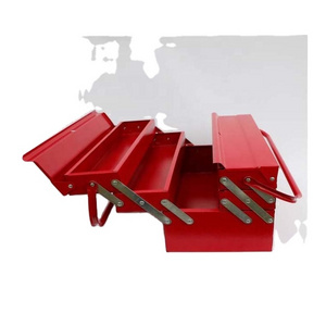 OEM Hot Pro Mobile portable cantilever Metal toolbox with double handle custom stainless steel tool with metal latch close