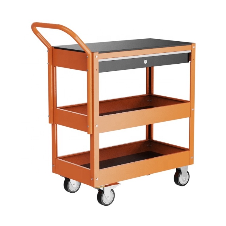 3 Three-layers tiers  metal  tool cabinet   trolley portable box tools trolley attachment 1 drawer tool chest