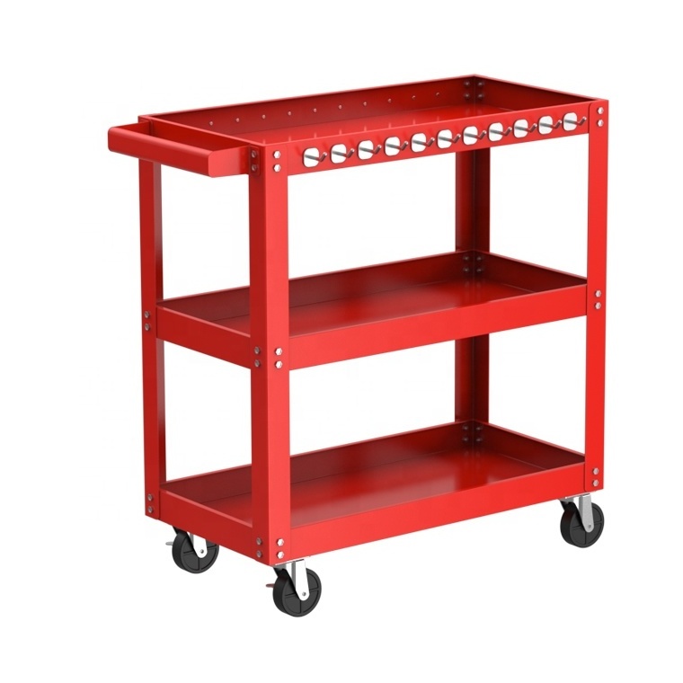 3 Three-layers tiers  metal  tool cabinet   trolley portable box tools trolley attachment 1 drawer tool chest