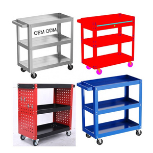 3 tiers New Style Three Layer Mobile Rolling Utility Detailing Tool Cart Organizer For Garage Rolling Detailing Cart