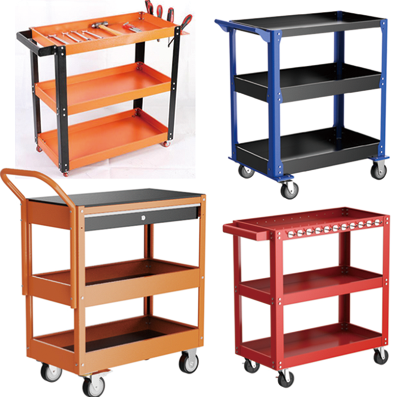 Three-Layer tiers Industrial workshop tool car repair  trolly working tool storage metal storage cabinets for garage