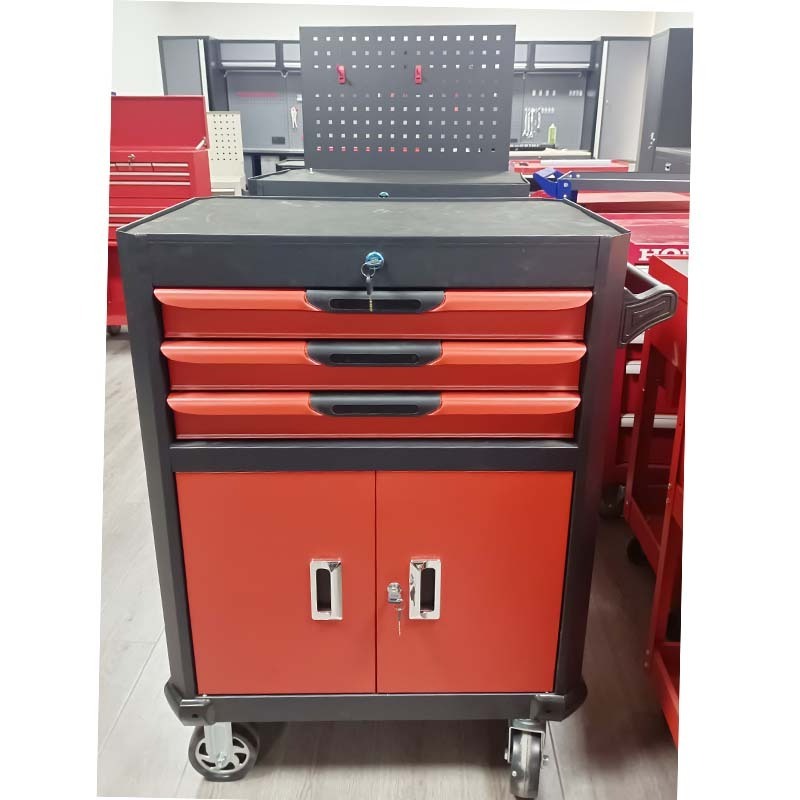 Custom mobile metal tool garage storage drawer Tool cart cabinet with 2 drawers with hole plates