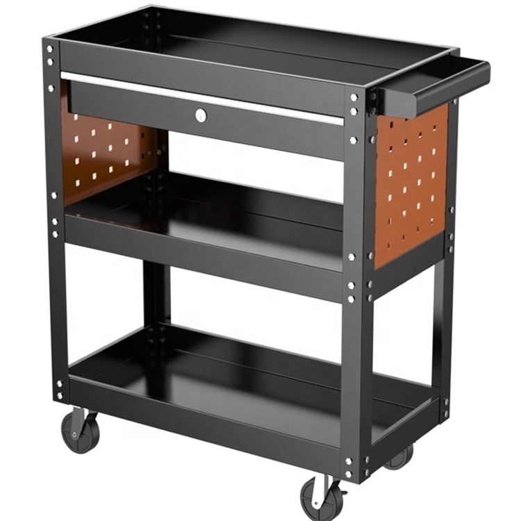 3 tiers New Style Three Layer Mobile Rolling Utility Detailing Tool Cart Organizer For Garage Rolling Detailing Cart