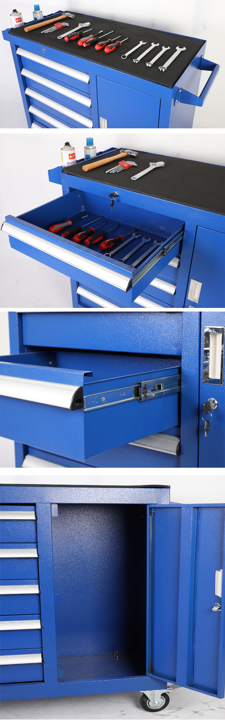 warehouse tool trolley with wheel and handle roller tool  cart tools set metal storage cabinet with hooks and plastic bins