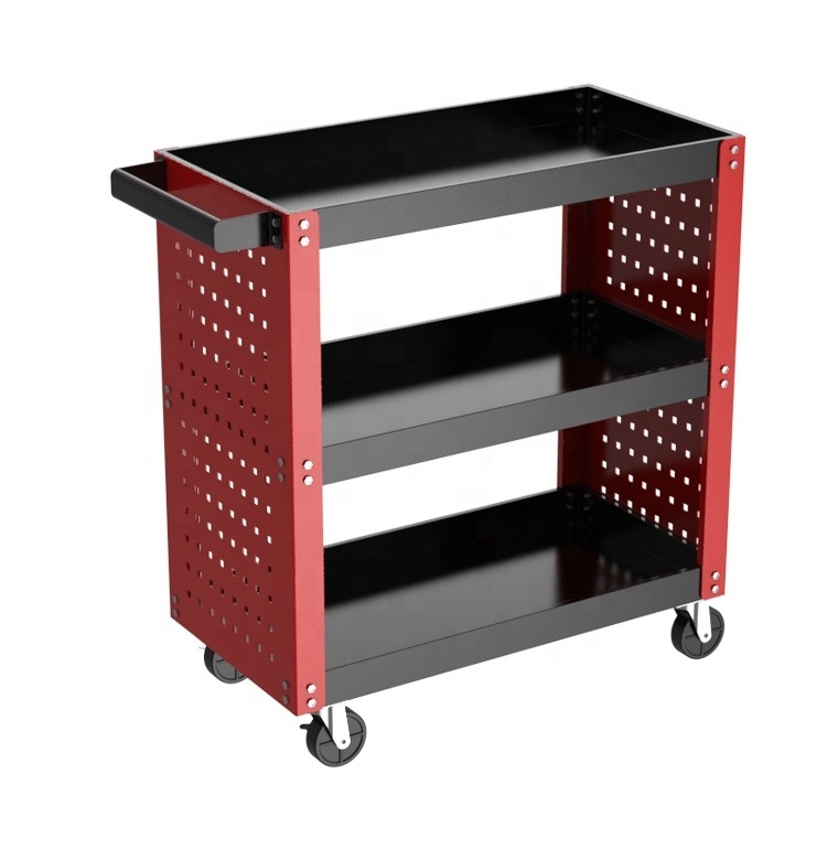 3 Three-layers tiers  metal  tool cabinet   trolley portable box tools trolley attachment 1 drawer tool chest