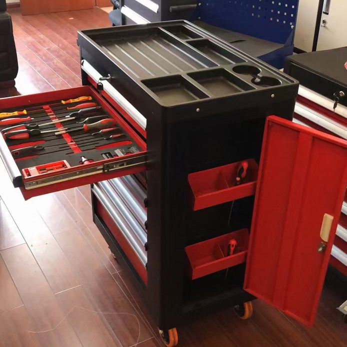 OEM ODM 7 Drawers Rolling Metal Tool Cabinet Trolley Cart With Workshop Tool Sets Box Automobile Maintenance And Repair Industry