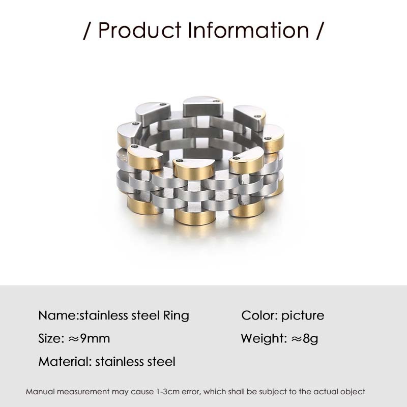 Gothic Stackable Hip Hop rings for men stainless steel Retro Stainless Steel Mechanical Watch Band Shape Ring